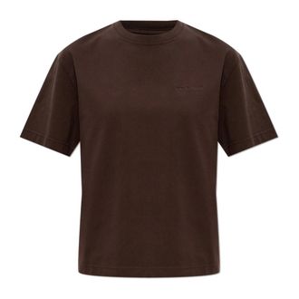 Canada Goose T-Shirts, female, Brown, Size: XS T-Shirt with Embroidered Logo