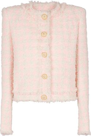 Balmain Chaqueta Tweed Texturizada de 5 Botones - Jackets - Mujer - Rosa - M