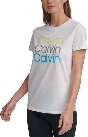 Calvin Klein Performance Triple Logo T-Shirt In Bright Turquoise