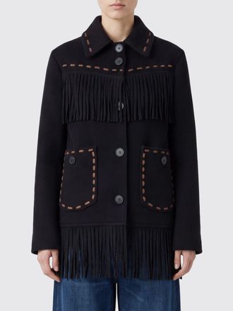 Guest In Residence Cappotto corto monopetto in cashmere e lana con frange