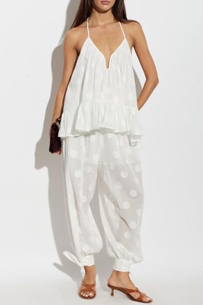 Zimmermann Cotton Polka Dot Patterned Trousers, Womens, White