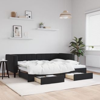 vidaXL Sof&aacute; Cama Nido Con Cajones Terciopelo Negro 80x200 Cm Vidaxl