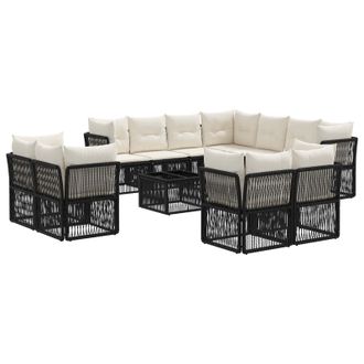 vidaXL Conjunto De Sof&aacute;s De Jard&iacute;n 12 Uds. Negro Rat&aacute;n Sint&eacute;tico Vidaxl