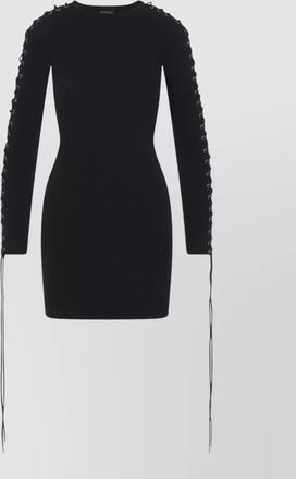 Balenciaga lace up ribbed crew neck mini dress
