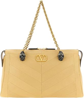 Valentino Garavani Beige Panthea Shoulder Bag