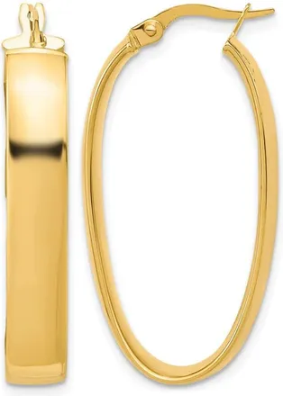 Diamond2Deal 14K Yellow Gold Oval Shape Hoop Earrings 35mm