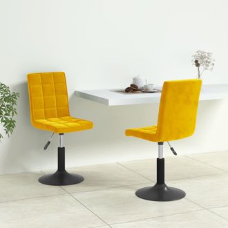 vidaXL Vidaxl - Sillas De Comedor Giratorias 2 Uds Terciopelo Amarillo Mostaza