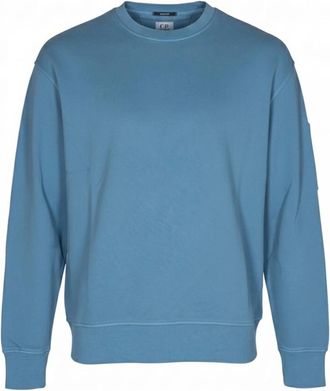 C.P. Company C.p. Company, Hoodies & sweatvesten, Heren, Blauw, XL, Katoen, Diagonal Fleece Crewneck Sweatshirt