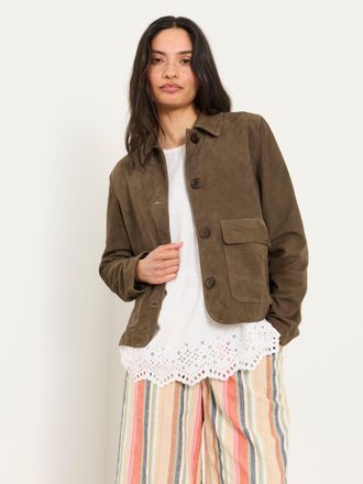 Fat Face FatFace Eliza Chocolate Brown Regular Suede Jacket