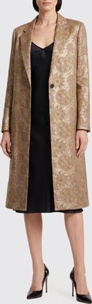 Dries Van Noten Cappotto lungo monopetto in jacquard lurex con rever a lancia