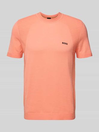 HUGO BOSS T-Shirt mit Label-Print in Lachs, Größe XXXL