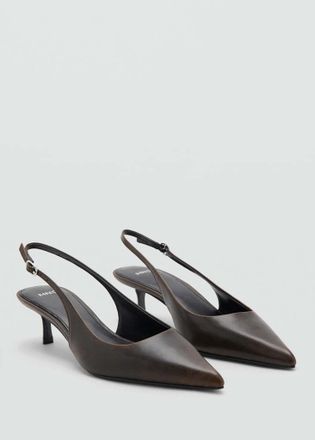 Mango Scarpa con tacco effetto usurato cioccolato - Donna - 35 - MANGO