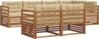 vidaXL Conjunto De Sof&aacute;s De Exterior 7 Uds. Natural Y Beige Vidaxl