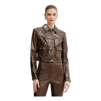 Guess Jassen, Dames, Bruin, XS, Leer, Blandine Jas