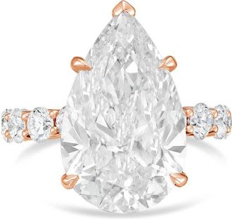 Diana M. Jewels 18kt rose gold 15ct lab grown Pear Diamond Pav&eacute; Band Ring
