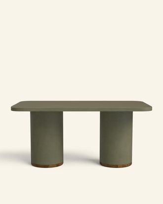 Hannun Mesa de comedor de microcemento en color verde oliva 160 cm