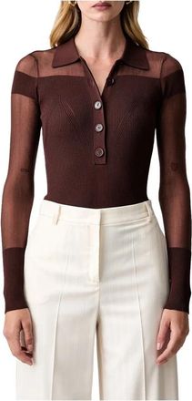 Patrizia Pepe Trui met polokraag - Dames - Polos - Bruin - M - Tops