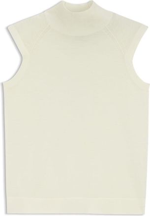 BOSS Sleeveless mock-neck sweater in merino wool