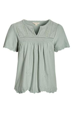 Lucky Brand Lace Trim Top in Abyss at Nordstrom, Size Xx-Large