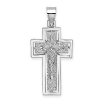 Diamond2Deal 10k Gold Textured Crucifix Frame Charm