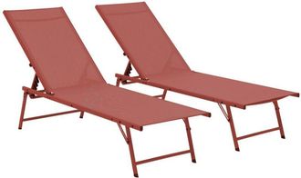 Sweeek Set of 2 steel and textilene sun loungers, 4 positions Terracotta 181x54.5x82.5 cm - Tropea
