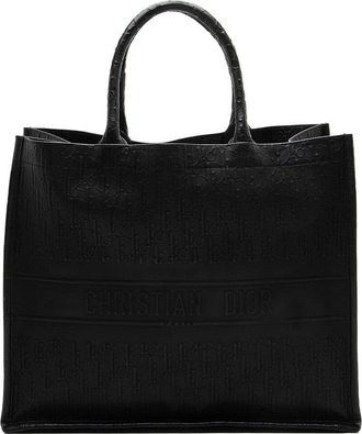 Dior Black Embossed Calfskin Oblique Large Book Tote (Authentic Pre-Loved)