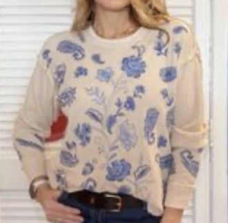 Johnny Was Patchwork Thermal Top In Cream