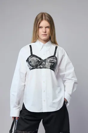 Vaquera Women Trompe Loeil Button Down Shirt Woven