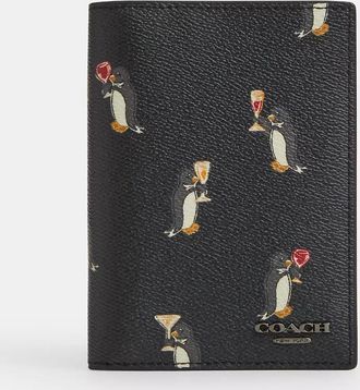 Coach Passport Card Case With Penguin Print