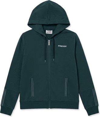 Freddy Felpa con cappuccio e zip, finiture elastiche logate