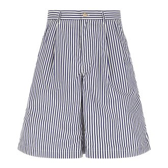Comme Des Gar&ccedil;ons Striped Pleated Shorts - male - Comme des Gar&ccedil;ons - Casual Shorts - Blue - L - Shorts