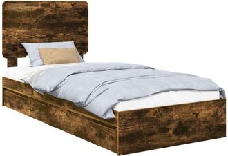 vidaXL Storage Bed with Drawer Smoked Oak 90 x 200 cm Engineered Wood vidaXL