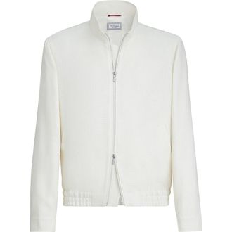 Brunello Cucinelli Outerwear jacket with stand collar in Off-White at Nordstrom, Size 46 It