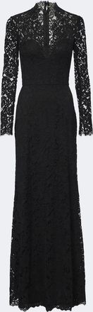 Monique Lhuillier Abito lungo bustier in misto cotone e pizzo