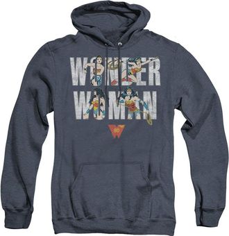 Gildan Wonder Woman Ww 80th Illustrated Type Adult Heather Hoodie / Hooded Sweatshirt