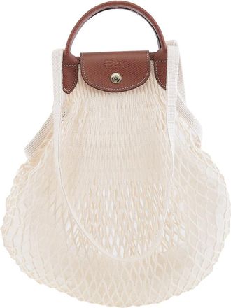 Longchamp Le Pliage L Filet Mesh Shoulder Bag In Ecru
