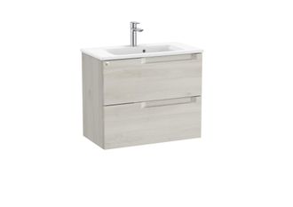Roca Roca - Pack Unik Mueble Base Compacto De Dos Cajones + Lavabo Aleyda Color: Blanco Madera - Medidas: 705x380x565 Mm