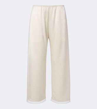 Leset Barb lace-trimmed satin wide-leg pants