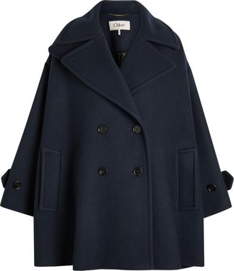 Chloé Double-breasted Wool-blend Jacket - Navy - 34 (UK6 / XS)