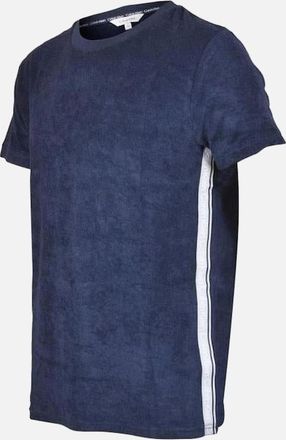 Calvin Klein Mens Logo Tape Towelling T-Shirt, Navy - Size: 38