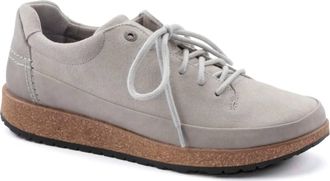 Birkenstock Womens Honnef Low Suede Leather Shoes In Stone Coin