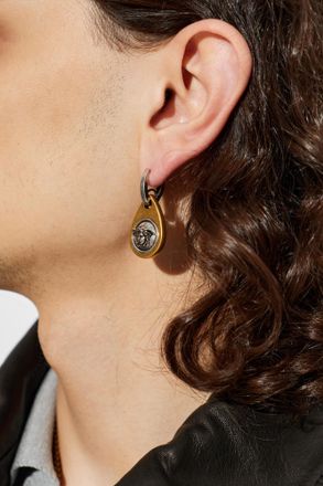 Versace Earrings With Medusa Head, Mens, Gold