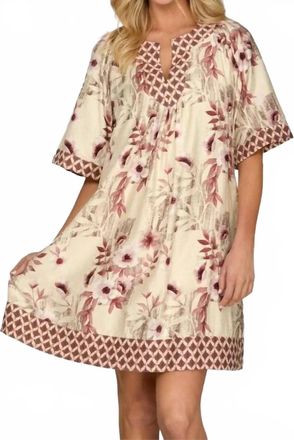 She + Sky Bell Sleeve Mini Dress In Dusty Rose