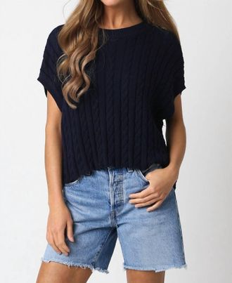 Olivaceous Alina Knit Top In Dark Navy