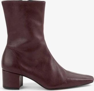 Intentionally blank Womens Leather Carlton Heeled Mid Boot In Maroon
