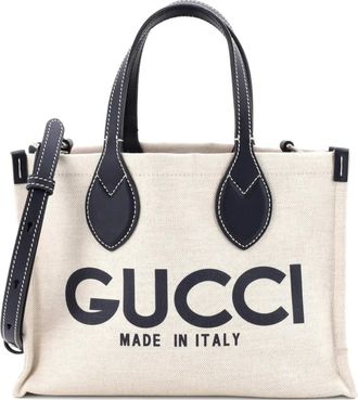 Gucci Logo Shopper Tote Printed Canvas Small shoulder bag - Blu