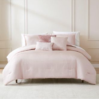 Lush D&eacute;cor Raindrop Comforter Set in Blush at Nordstrom, Size King