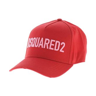 Dsquared2 Geborduurd Logo Baseballpet - Heren - Petten - Rood - ONE Size - Katoen - Accessoires