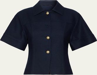 Max Mara Risorsa Short-Sleeve Pique Shirt Jacket