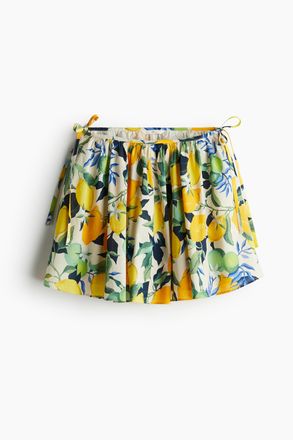 H&M Mini-Tellerjupe - Cremefarben/Zitrone